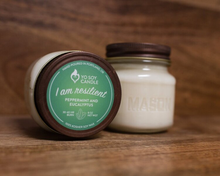 I Am Resilient : Peppermint and Eucalyptus Soy Candle